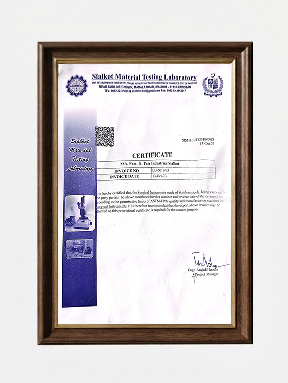 Material Testing Certificate